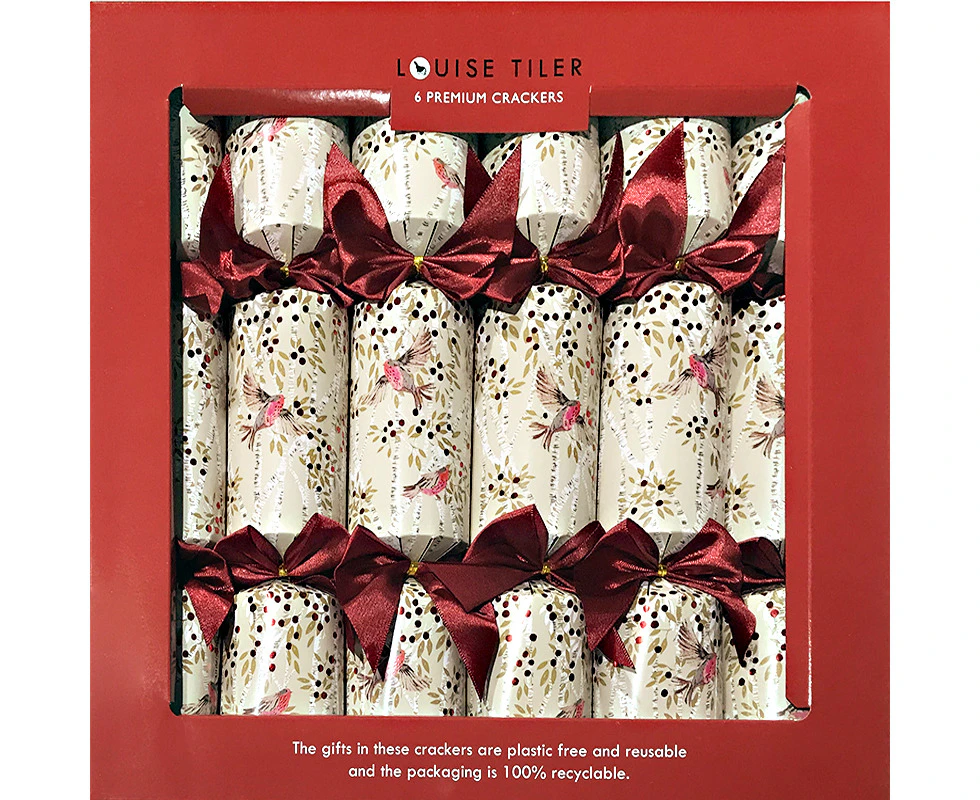 Penny Kennedy Louise Tiller Christmas Robins Christmas Crackers 6 pk