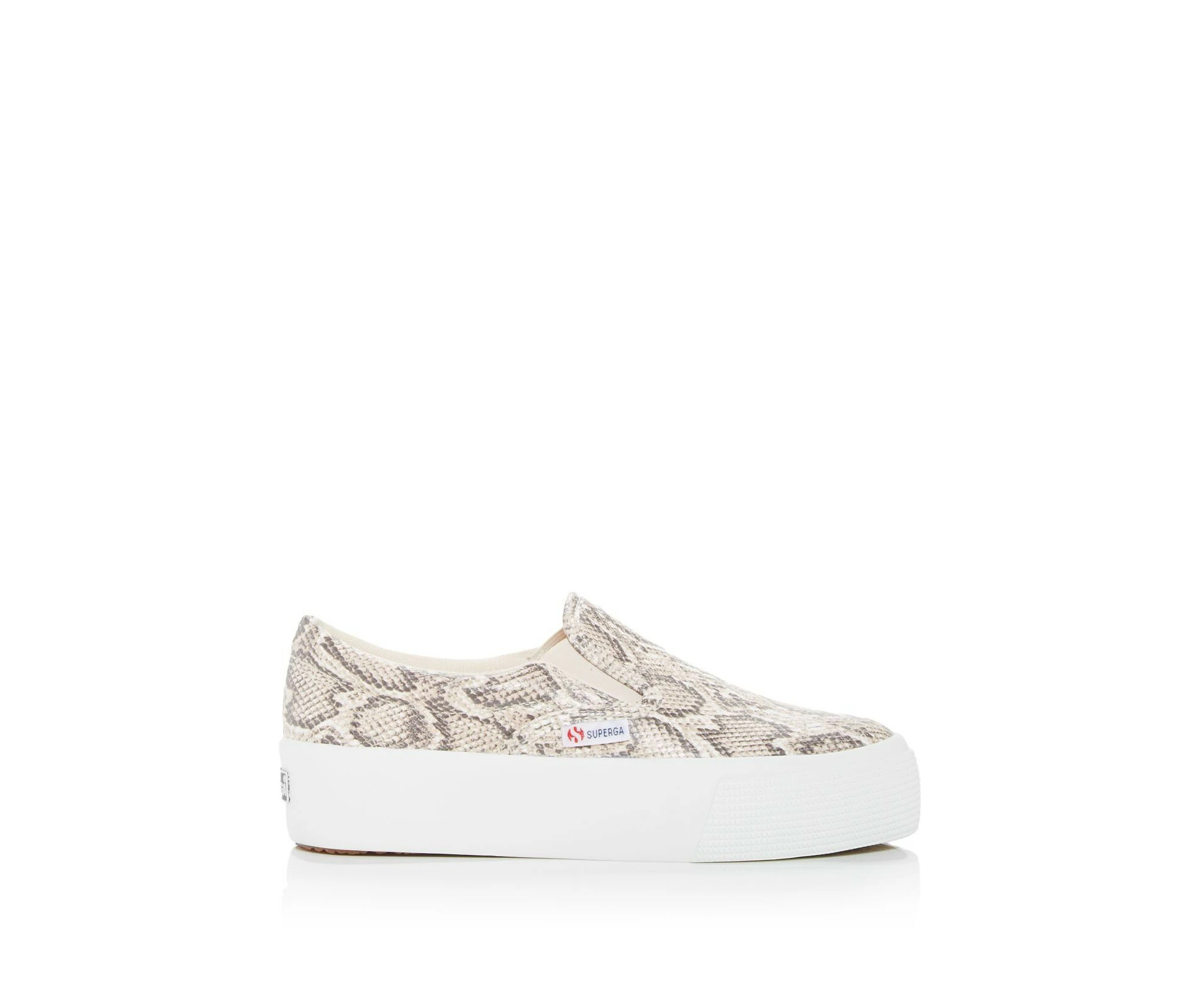 SUPERGA Womens Beige Snake Goring Logo 2306 Round Toe Platform Slip On Sneakers Shoes 36