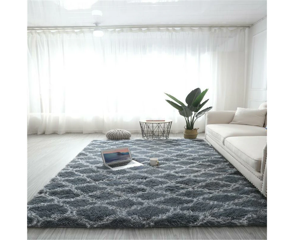 Ultra Soft Area Rugs for Bedroom Living Room -Tie Dye Non-Slip Shaggy Rugs - Indoor Geometric Shaggy Rugs -Light grey