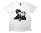 Oasis Unisex Adult Noel & Liam Photograph Square T-Shirt (White) - RO11954