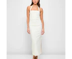 Halter Neck Gathered Midi Dress - Lily Loves