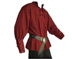 Men Viking Pirate Costume Shirt Medieval Renaissance V-Neck T Shirt