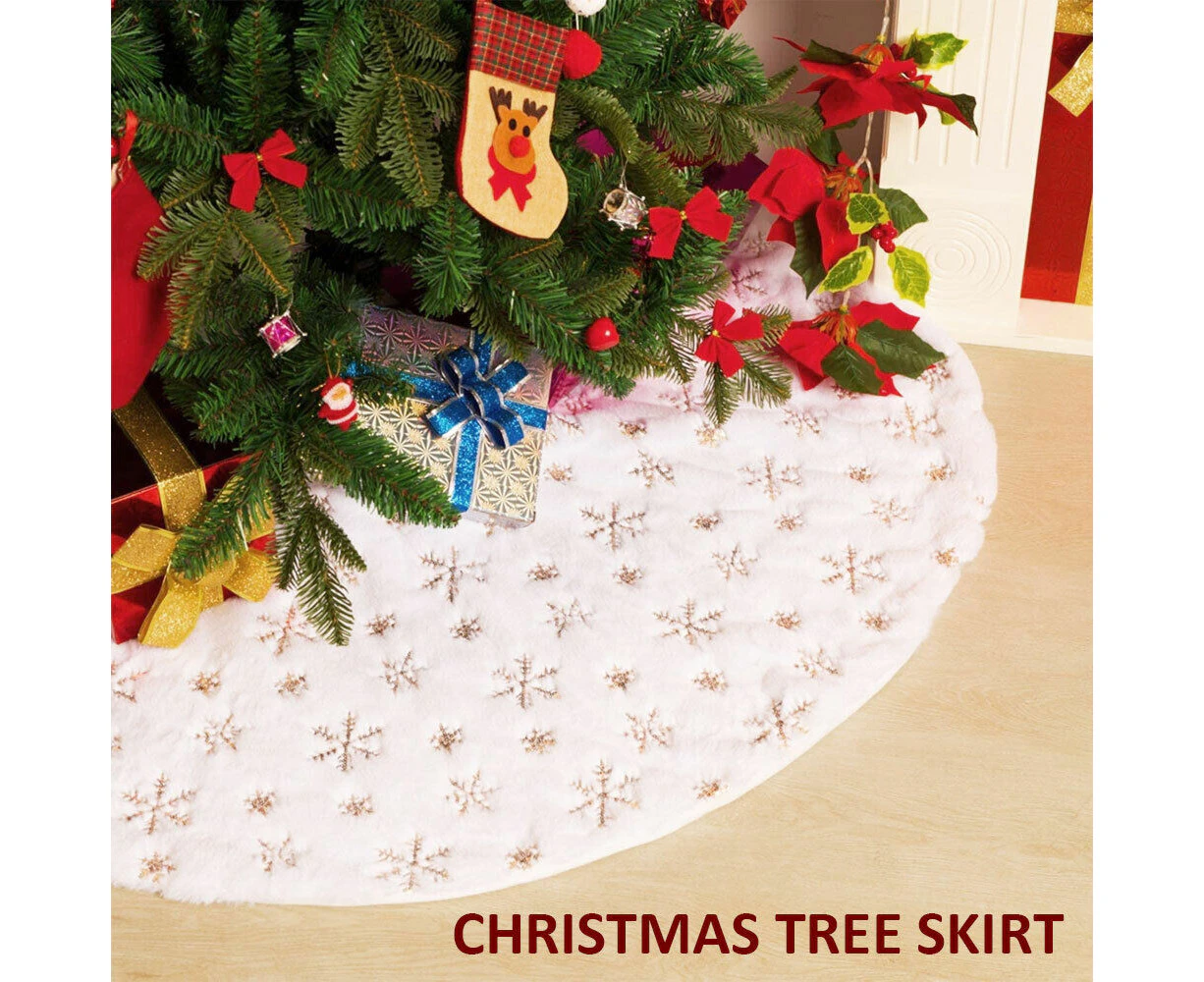 Christmas Tree Skirt Base Floor Mat Cover Xmas Party Home Decoration Plush Snow-78cm