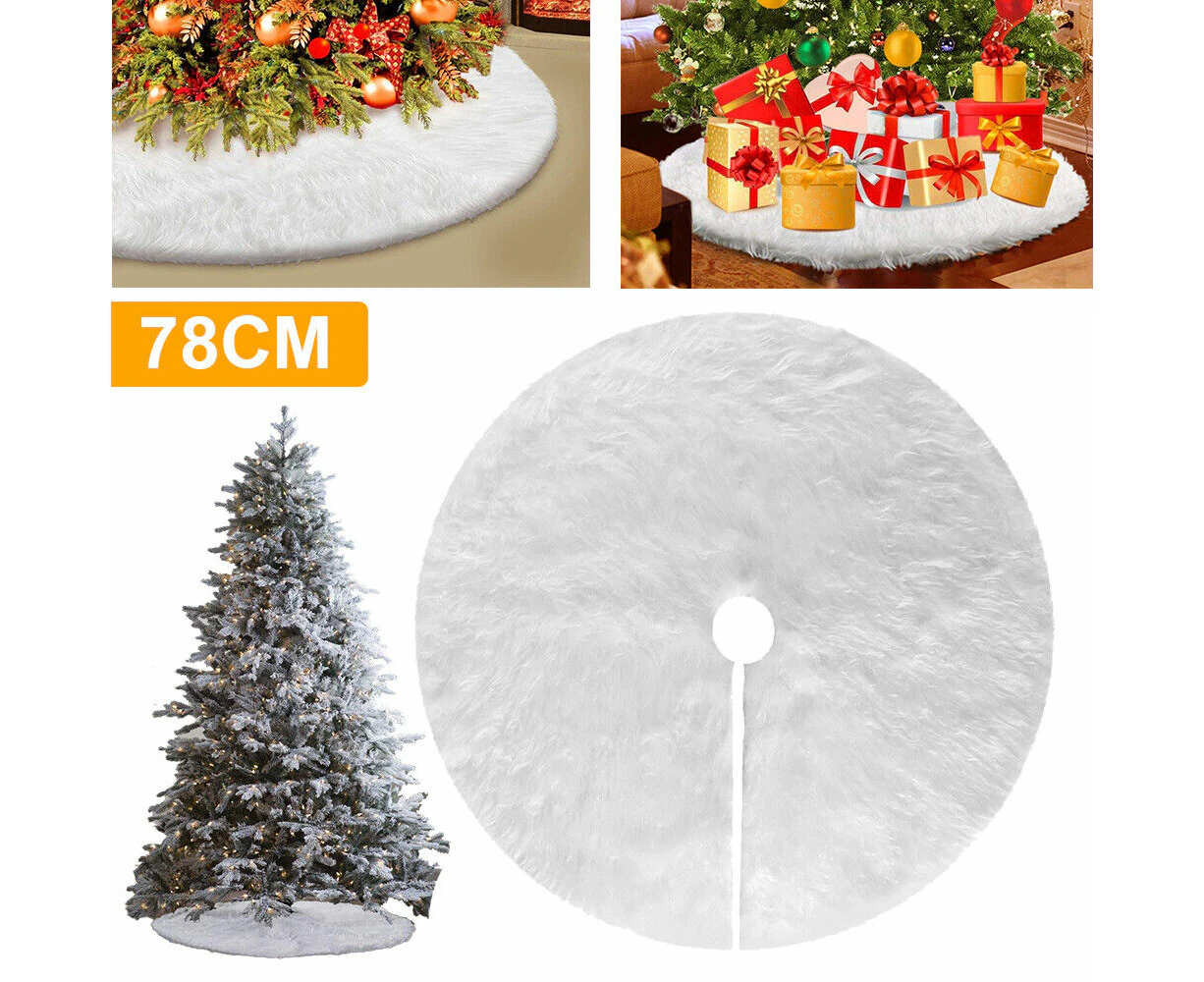 Christmas Tree Skirt Base Faux Fur Xmas Floor Mat Ornaments Decoration