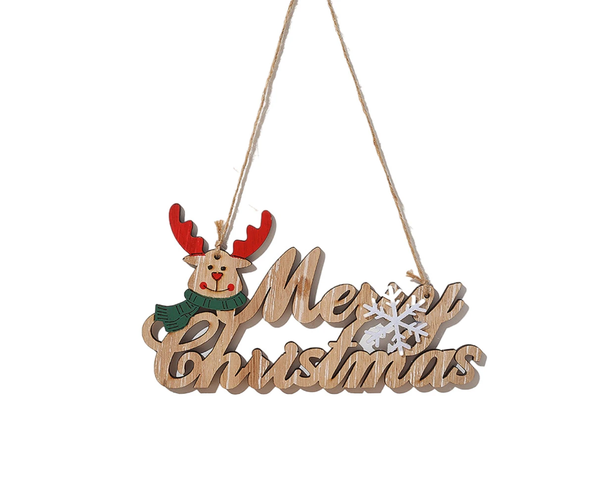 Wooden Merry Christmas Plaque Sign Christmas Santa Reindeer Door Hanging Sign Christmas Tree Decoration for Door Handles and Walls