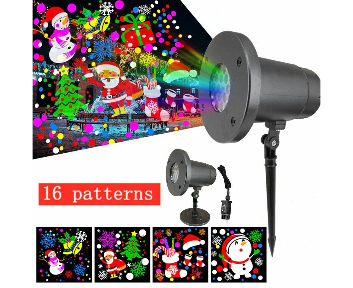 16 Patterns Outdoor Waterproof Christmas Projector Light Xmas Garden Moving Lamp