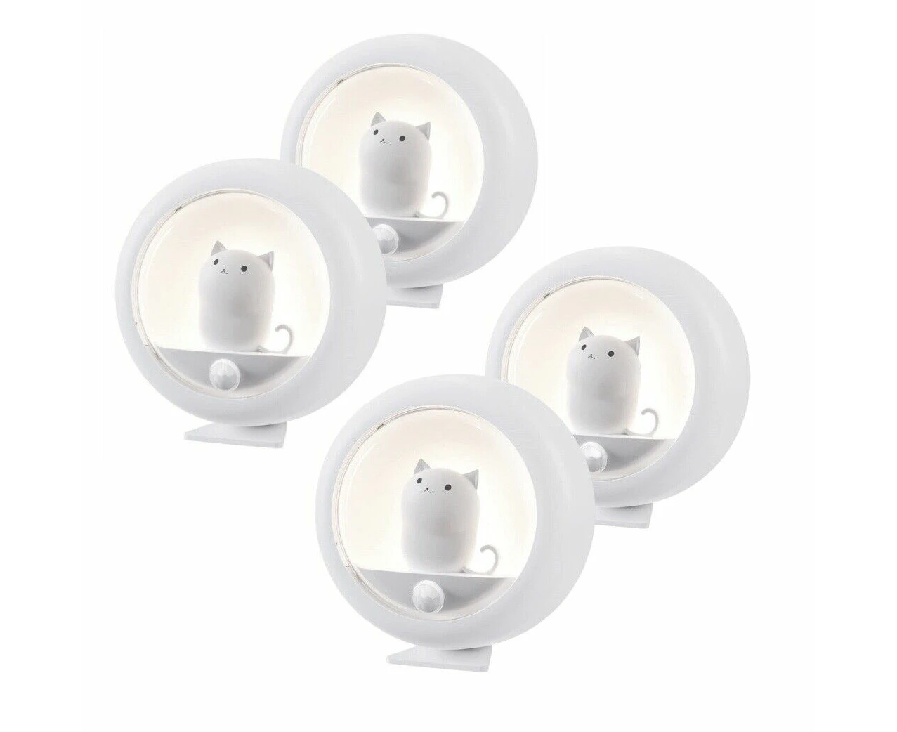 4PCS Wireless Motion Sensor LED Night Light Rechargeable 2 lighting Modes