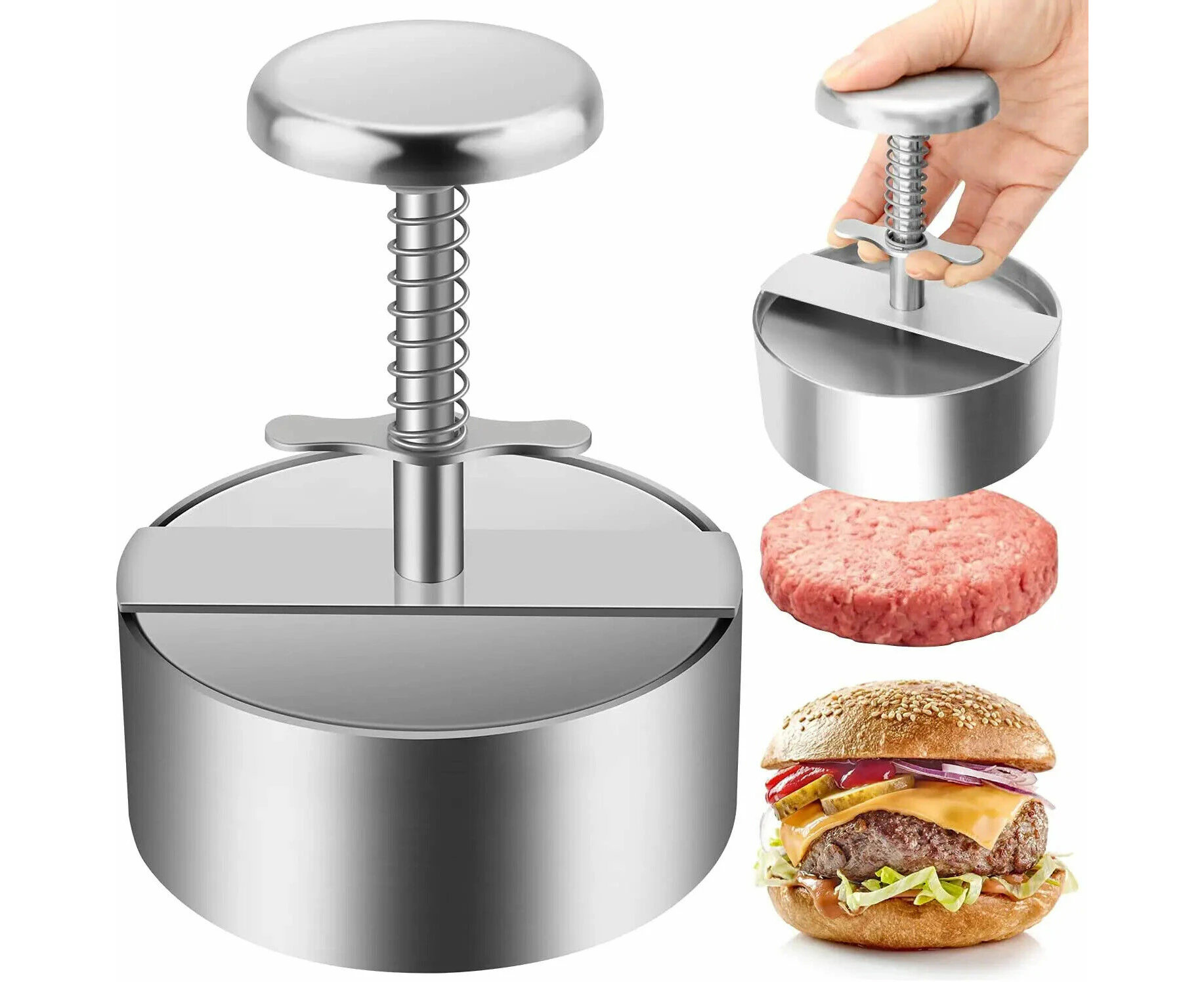 304 Stainless Steel Hamburger Meat Press Burger Patty Maker Mold Manual Cake Bee