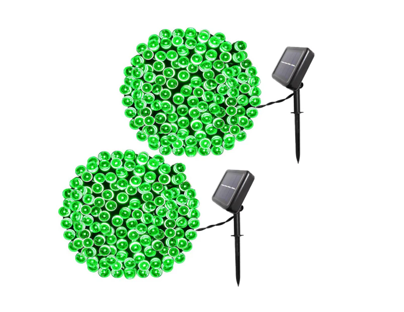 2Pack 200 LED Lights Solar String Lights Solar Christmas String  Lights-Green