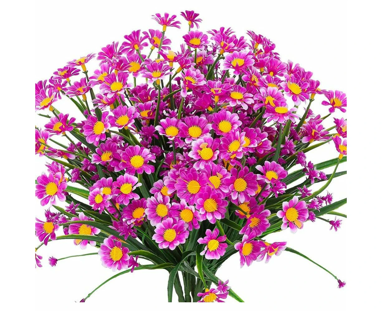 Artificial Daisy Flowers, 4 Pieces Artificial Flowers Green Plastic Shrubs Fake Flowers Indoor Outdoor Artificial Flowers For Home Garden