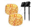 [2 Pack] Solar Fairy Lights Outdoor, Litogo 12M 120 Led Fairy Lights Outdoor Waterproof Copper Wire 8 Mode Solar Fairy Lights Decoration For Garden,