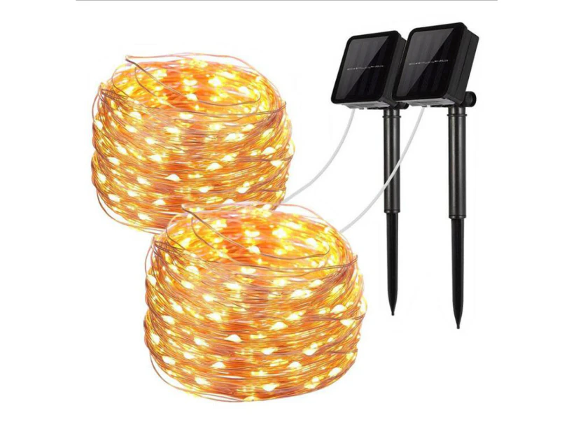 [2 Pack] Solar Fairy Lights Outdoor, Litogo 12M 120 Led Fairy Lights Outdoor Waterproof Copper Wire 8 Mode Solar Fairy Lights Decoration For Garden,