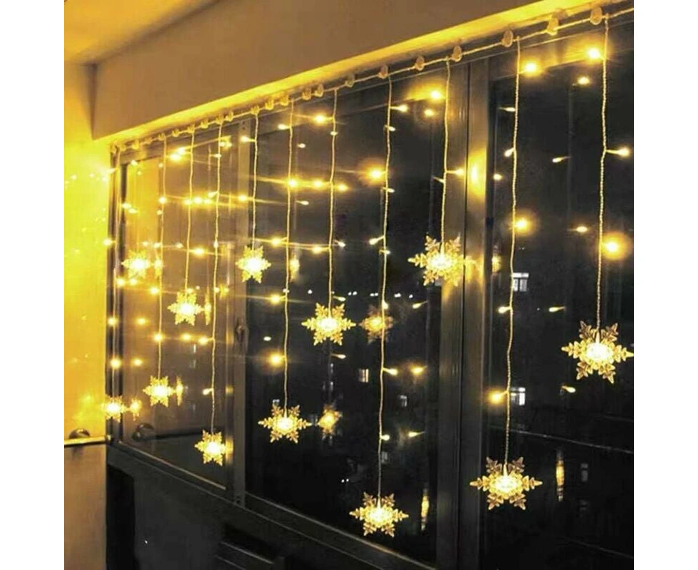 Snowflake Light Curtain, 3.5M String Lights 96 Led 8 Lighting Modes, Window Decoration, Christmas, Wedding, Birthday,