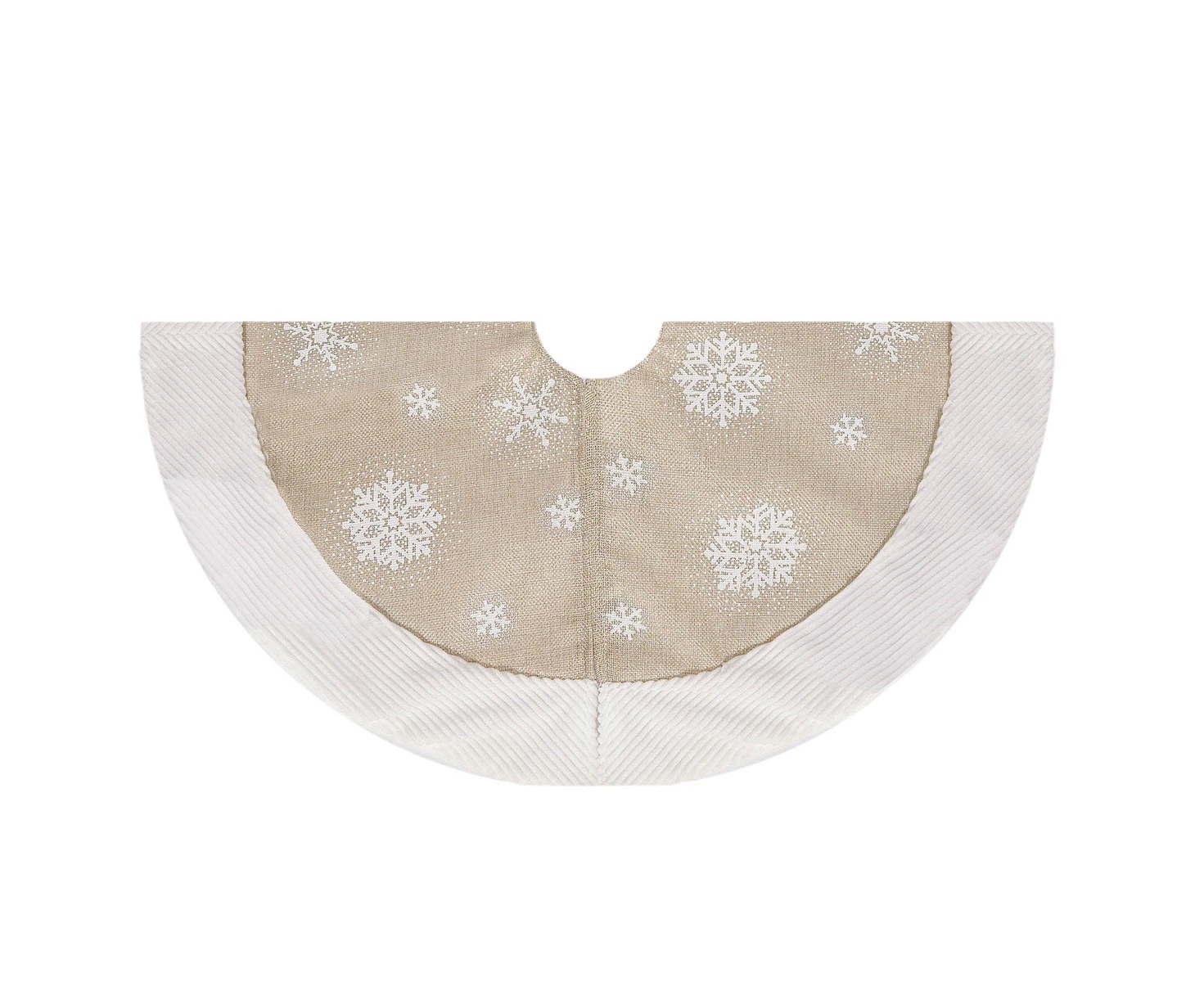 Christmas Tree Skirt, Burlap Tree Skirt With White Sequin Snowflake Pattern Fur Sides, Farmhouse Christmas Tree Skirts For Xmas Decoration New,92Cm