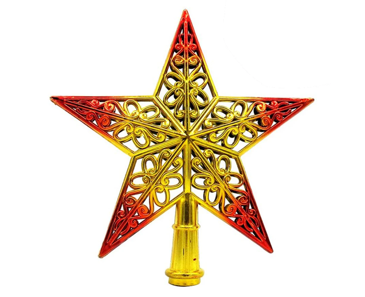 Christmas Tree Star Topper Glittered Xmas Tree Topper Hollowed-Out Christmas Star Decoration Ornaments Home Decor