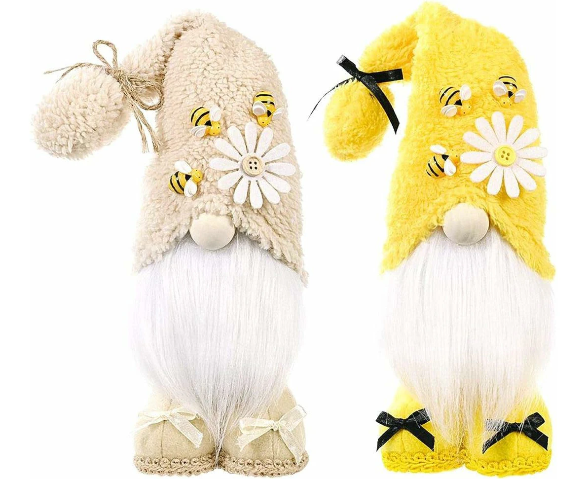 Creative Cute Bumble Bee Gnome Standing Faceless Dwarf Gnomes Bee Festival Plush Doll Home Holiday Decorations - 2 Pcs