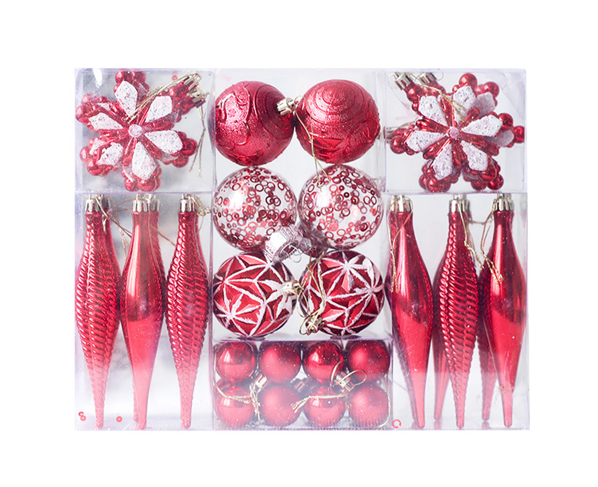 Christmas Tree Decorations Set, Shatterproof Christmas Ball Ornaments Bulk,  Traditional Hanging Ornaments For Christmas Trees Xmas,Red