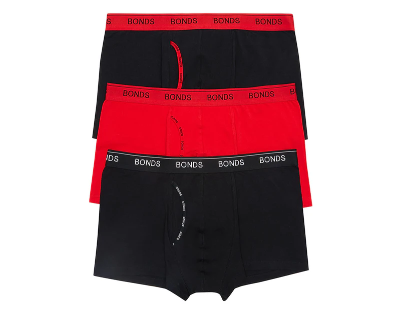 Bonds Men's Guyfront Trunks 3-Pack - Diva Red/Black