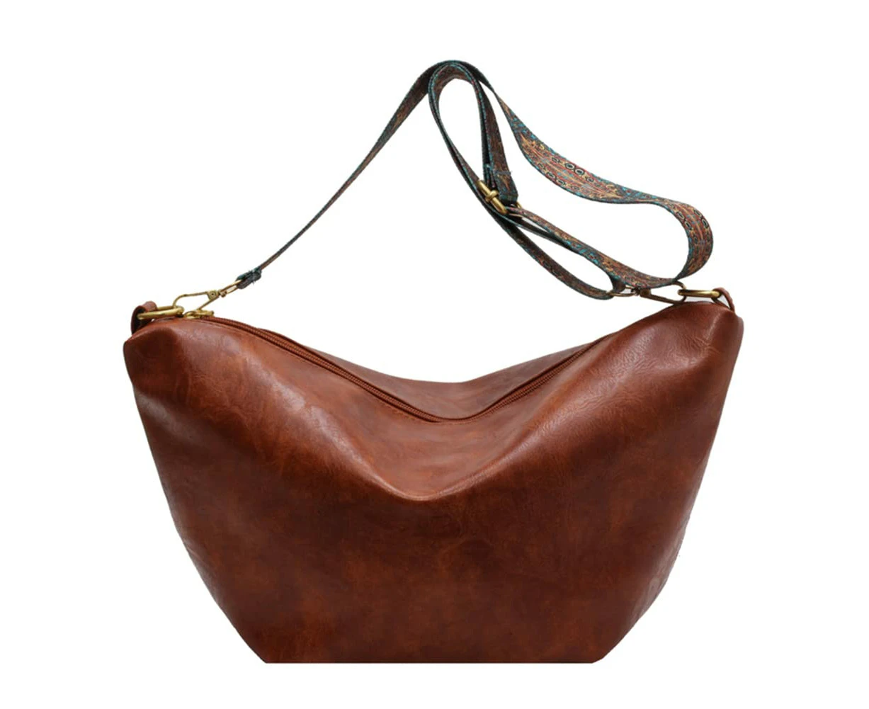 Soft Leather Shoulder Bag Ladies Large Crossbody Bag with Wide Strap Large Leather Bag Shoulder Bag Hobo Bag Vintage