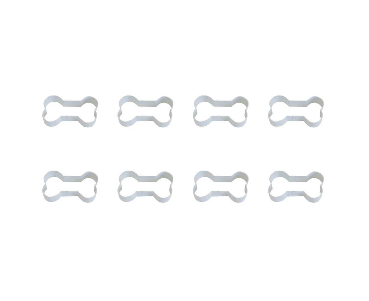 8x R&M Dog Bone Cookie Cutter Polyresin Coated Steel Baking Mould 9cm White