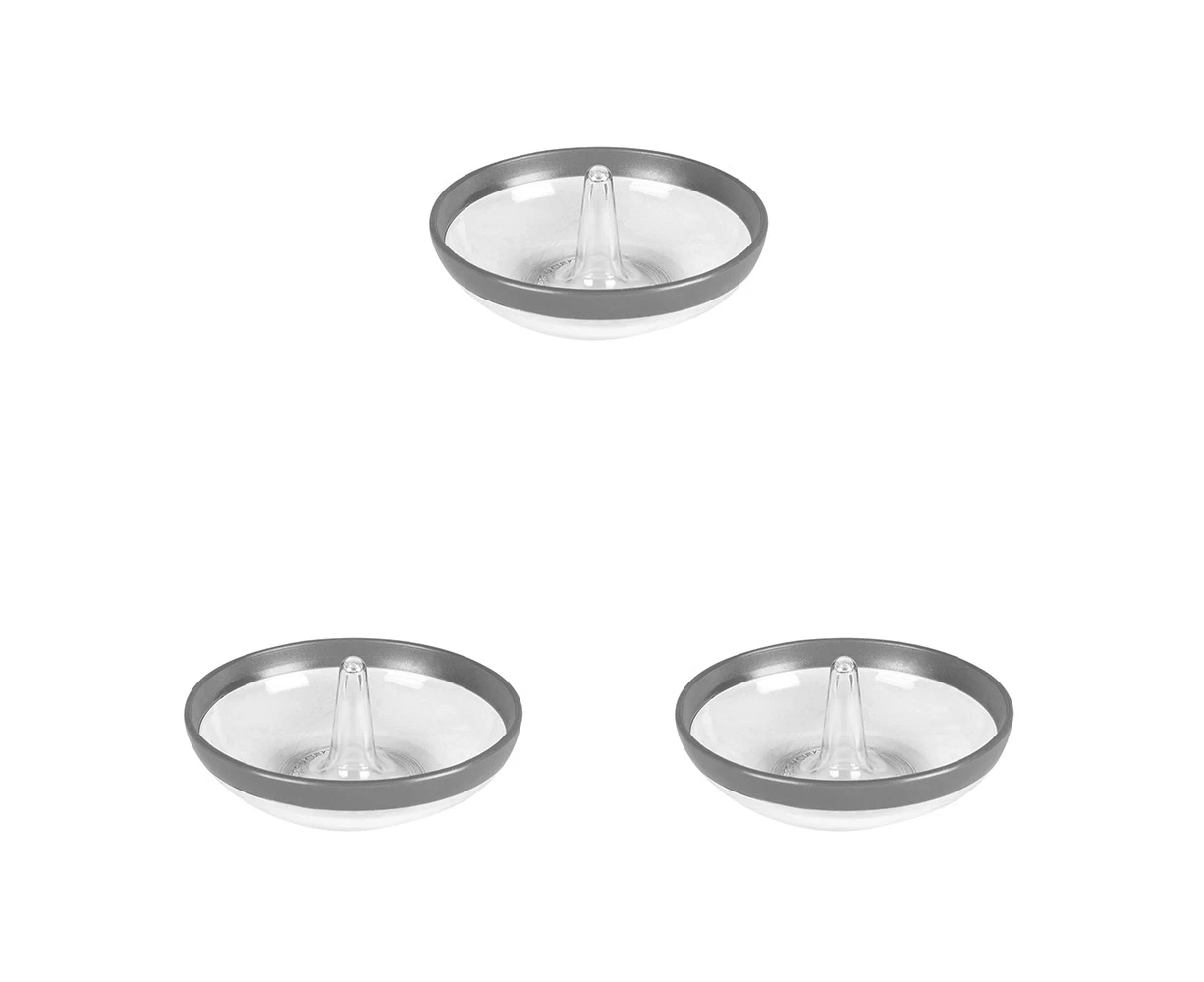 3x Spectrum Cora Plastic Ring Holder Jewellery Holder Organiser Rack Round Grey