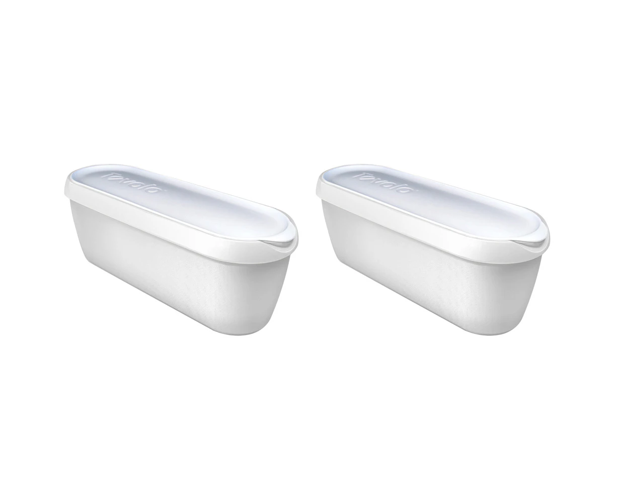 2x Tovolo Glide-A-Scoop 1.4L Ice Cream Tub w/ Lid Storage Food Container White