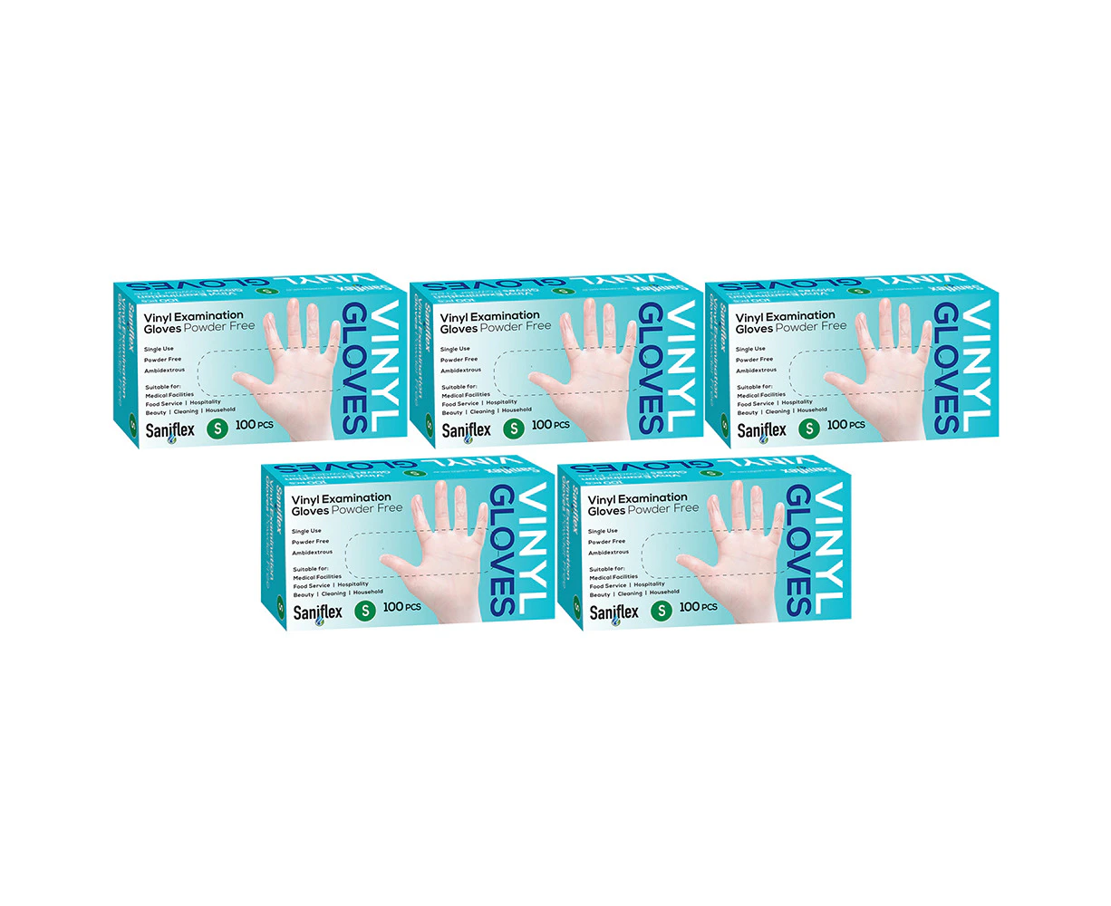 500pc Saniflex Vinyl Disposable Gloves Clear Size S Home Cleaning Work PPE