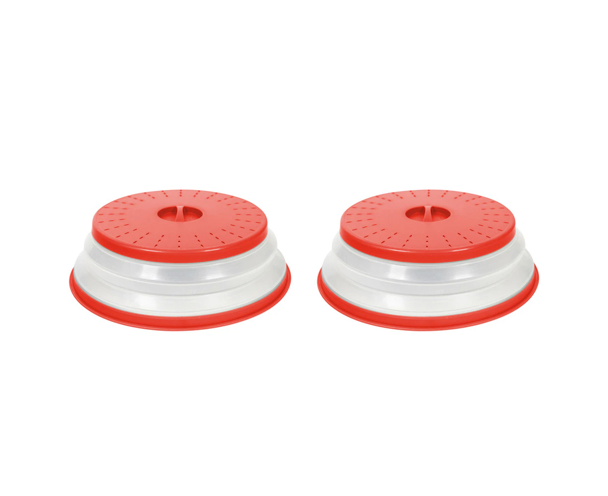 2x Tovolo Microwave Collapsible Plastic Food Splatter Cover Protector Round Red