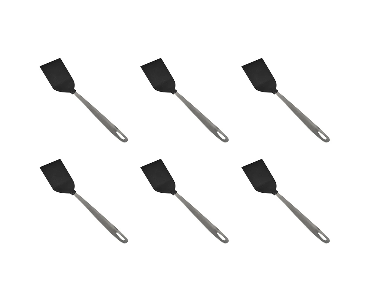 6x R&M Stainless Steel/Nylon Spatula Kitchen Cooking Utensil 23.5cm Black