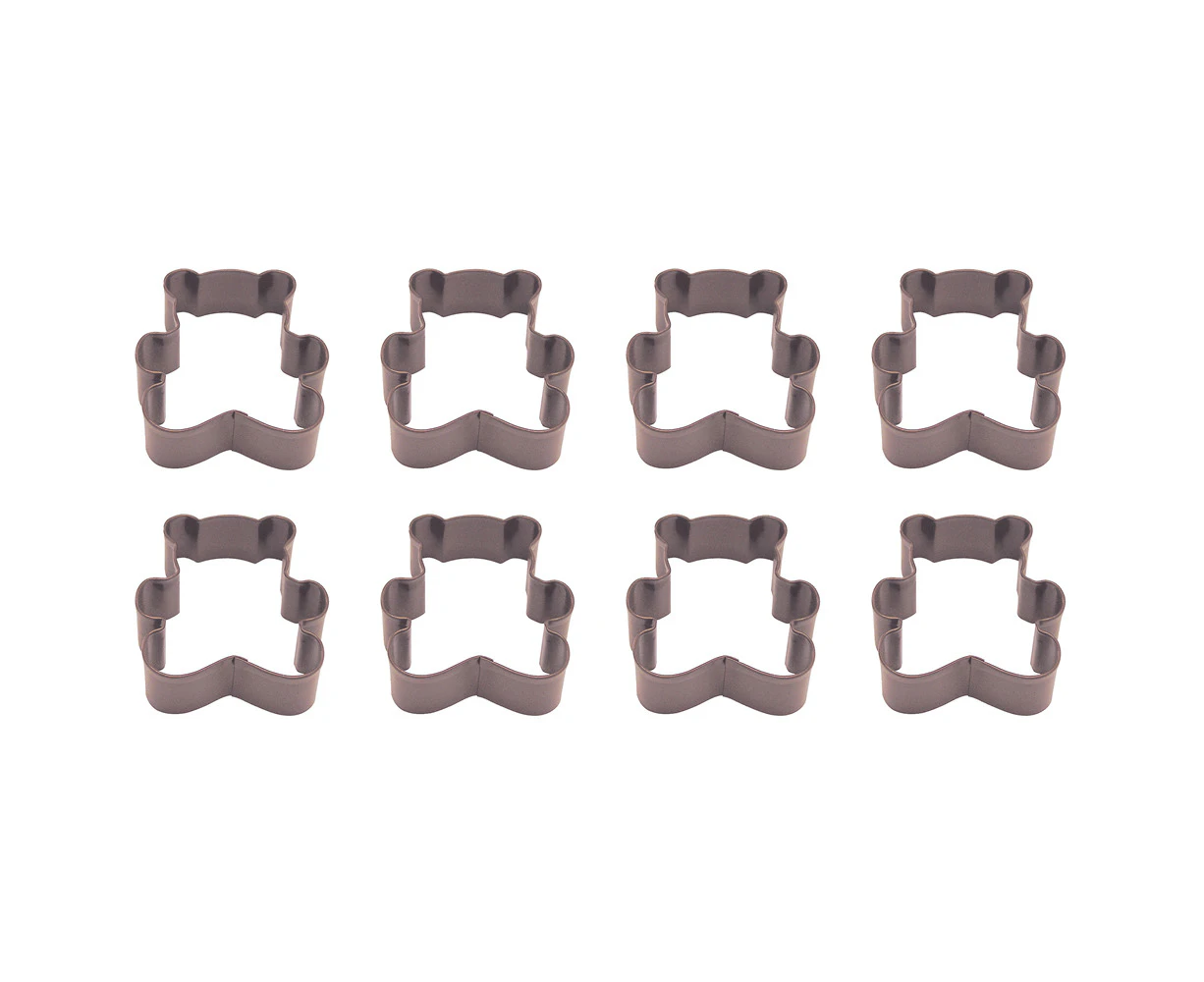 8x R&M Teddy Bear Cookie Cutter Polyresin Coated Steel Bake Mould 7.75cm Brown