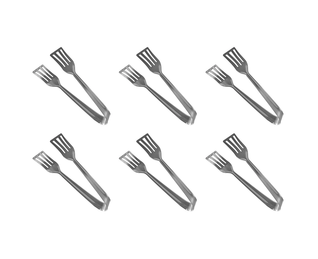 6x R&M Stainless Steel Mini Serving Tongs Salad Kitchen Utensil Silver