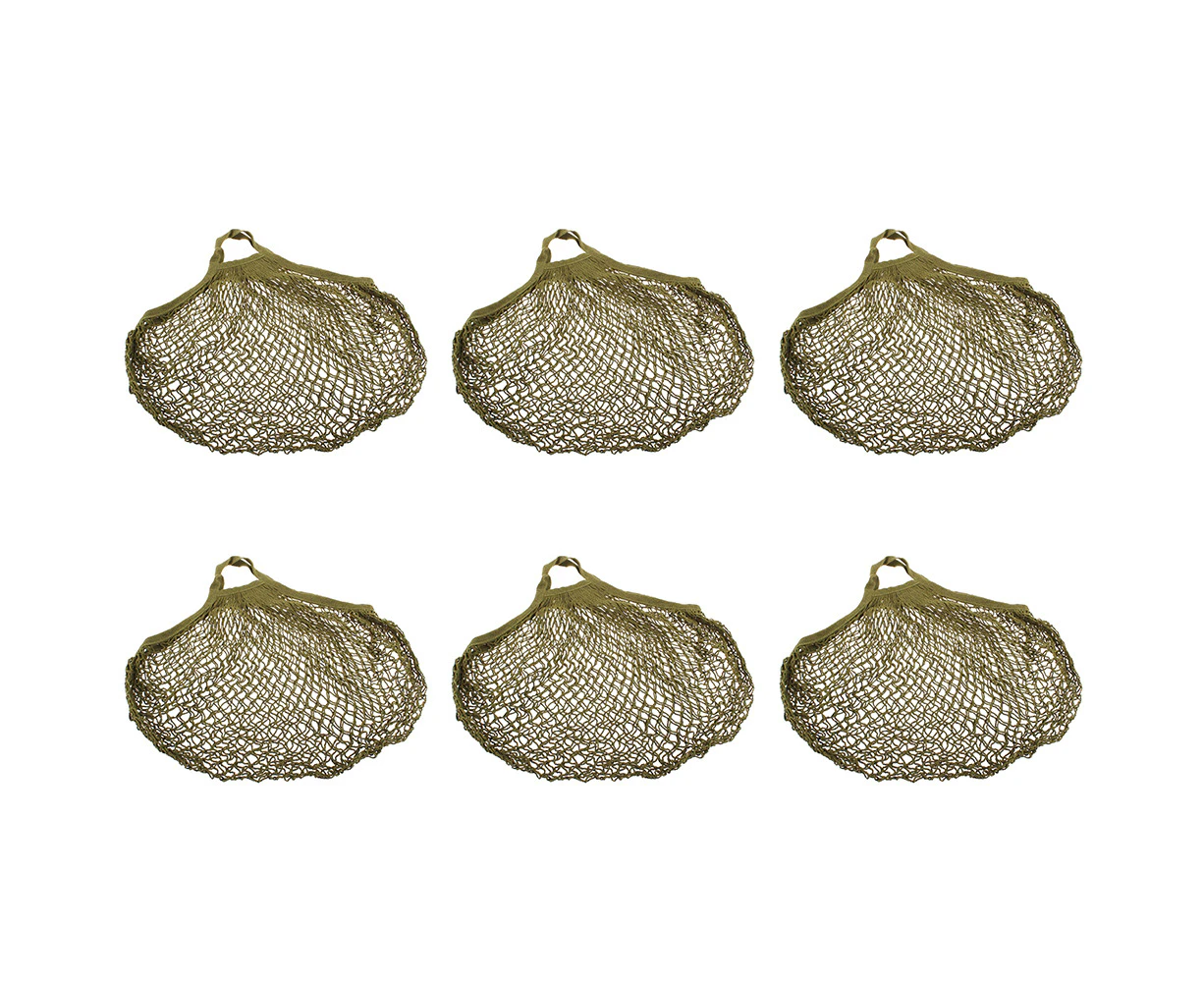 6x Sachi Cotton String Bag Short Handle Fruit Carrier Expandable Net Avocado