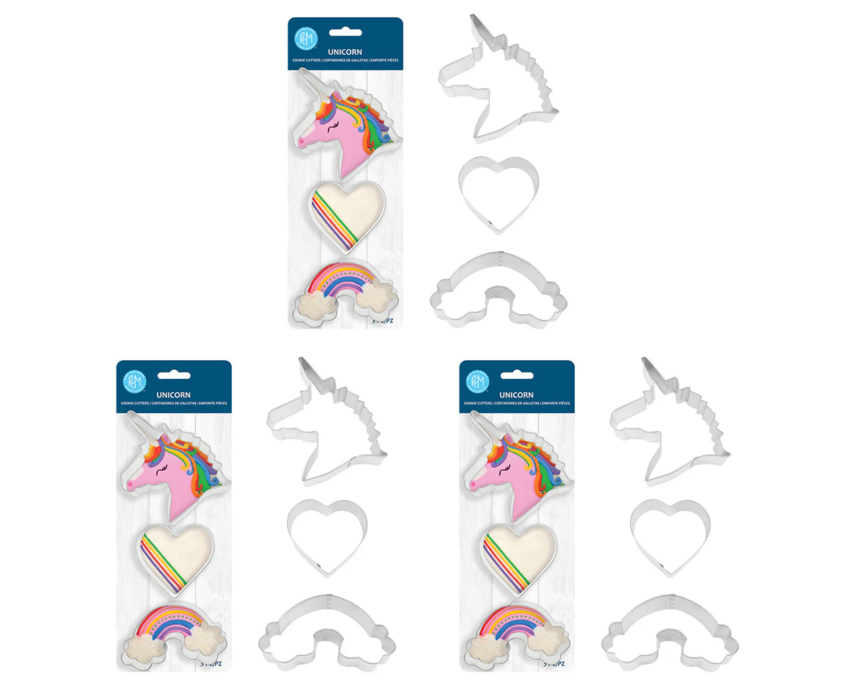 9pc R&M Stainless Steel Unicorn Cookie Cutter Set Kitchen Baking Mould SLVR