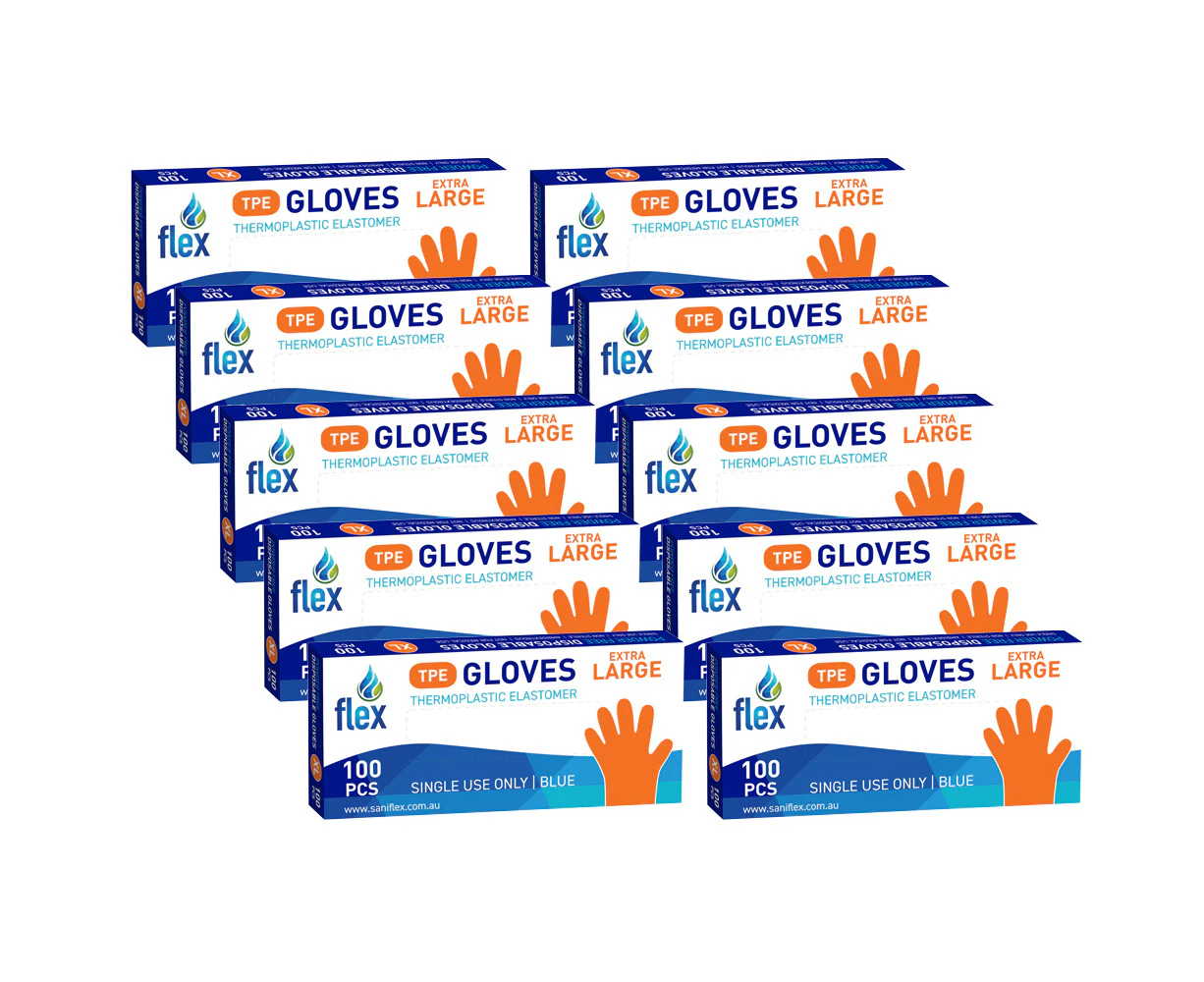 1000pc Saniflex TPE Disposable Gloves  Blue Size XL Home Cleaning Work PPE