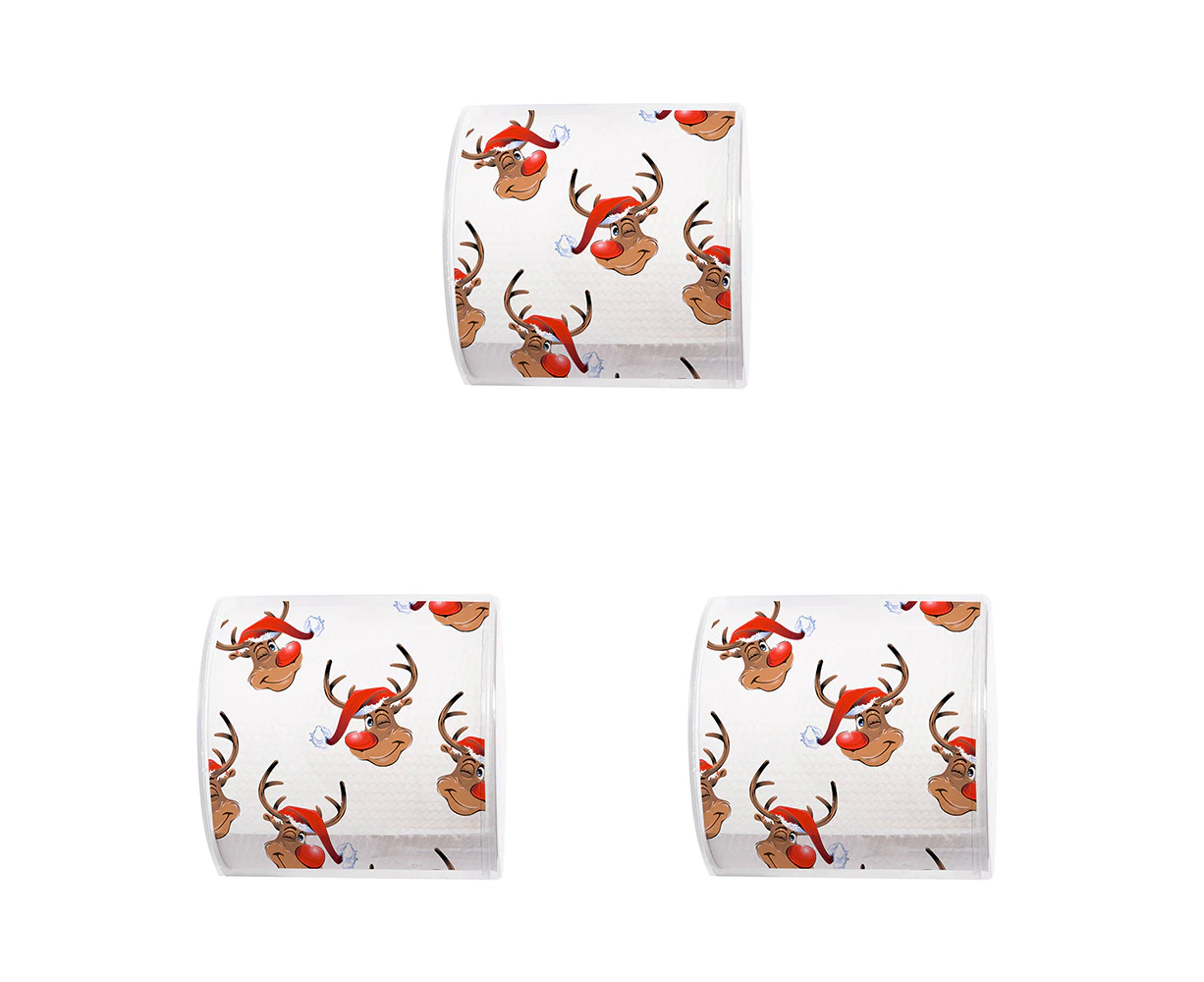 3x Paper+Design Christmas 3-Ply Toilet Paper 200-Sheet Bath Tissue Roll Rudolph