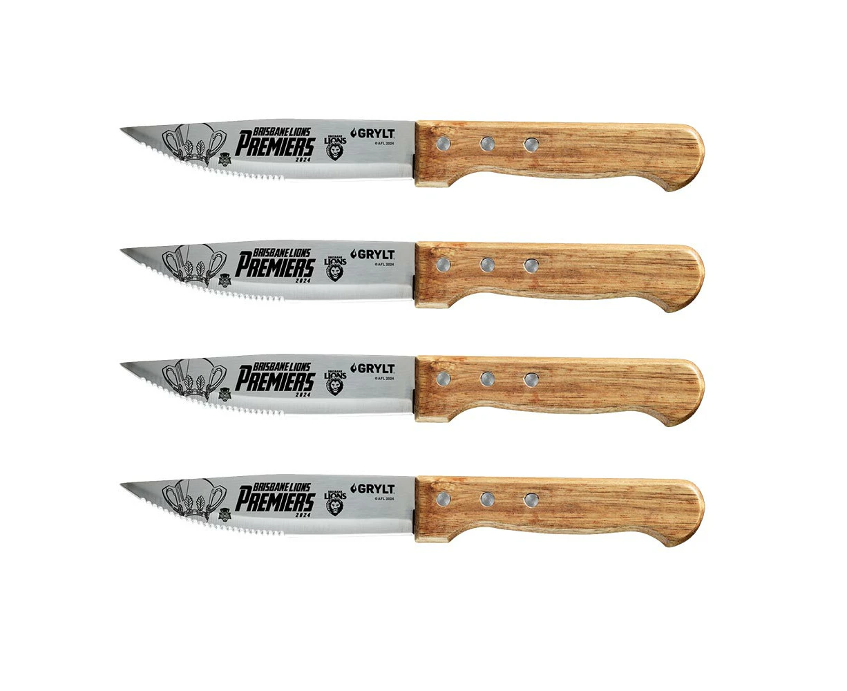 GRYLT Jumbo 4 Piece Steak Knife Set Premiers 2024 Brisbane Lions