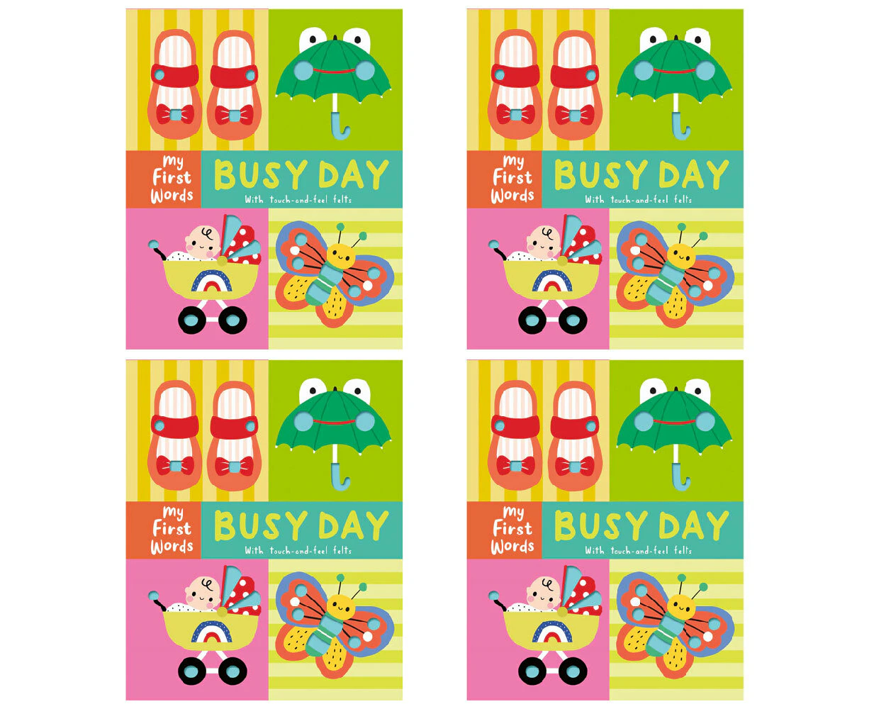 4x Townhouse My First Words Busy Day Kids Early Learning Interactive Book 1y+