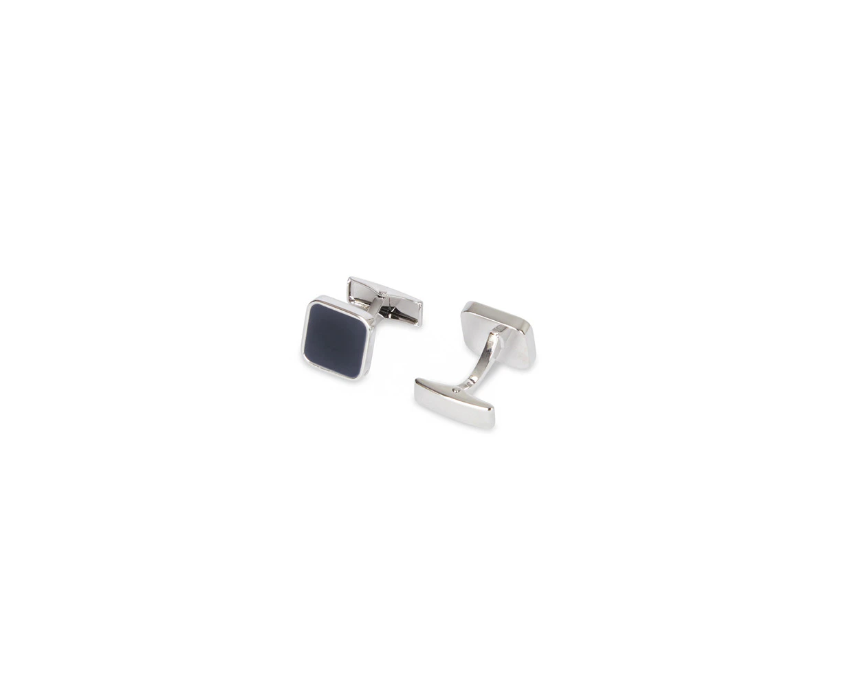 Geoffrey Beene Mens Classic Formal/Casual Metal Alloy Square Cufflink Silver