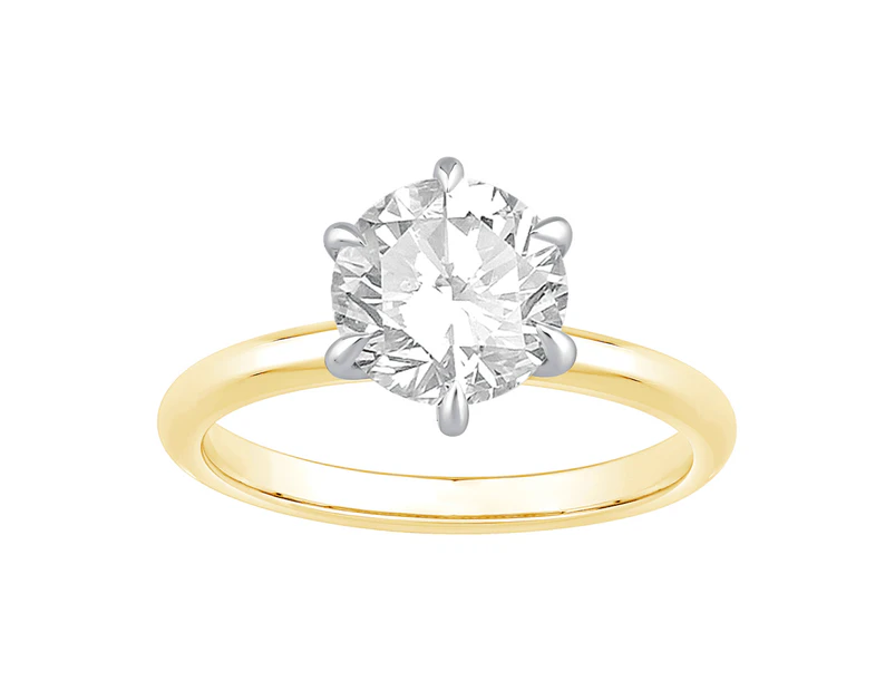 Bevilles 2.00ct Laboratory Grown Diamond Six Claw Solitaire Ring in 18ct Yellow Gold and 18ct White Gold