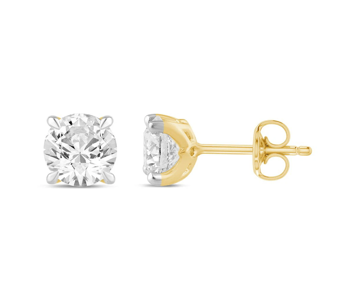 Bevilles Solitaire Stud Earrings with 1.00ct of Laboratory Grown Diamonds in 9ct Yellow Gold