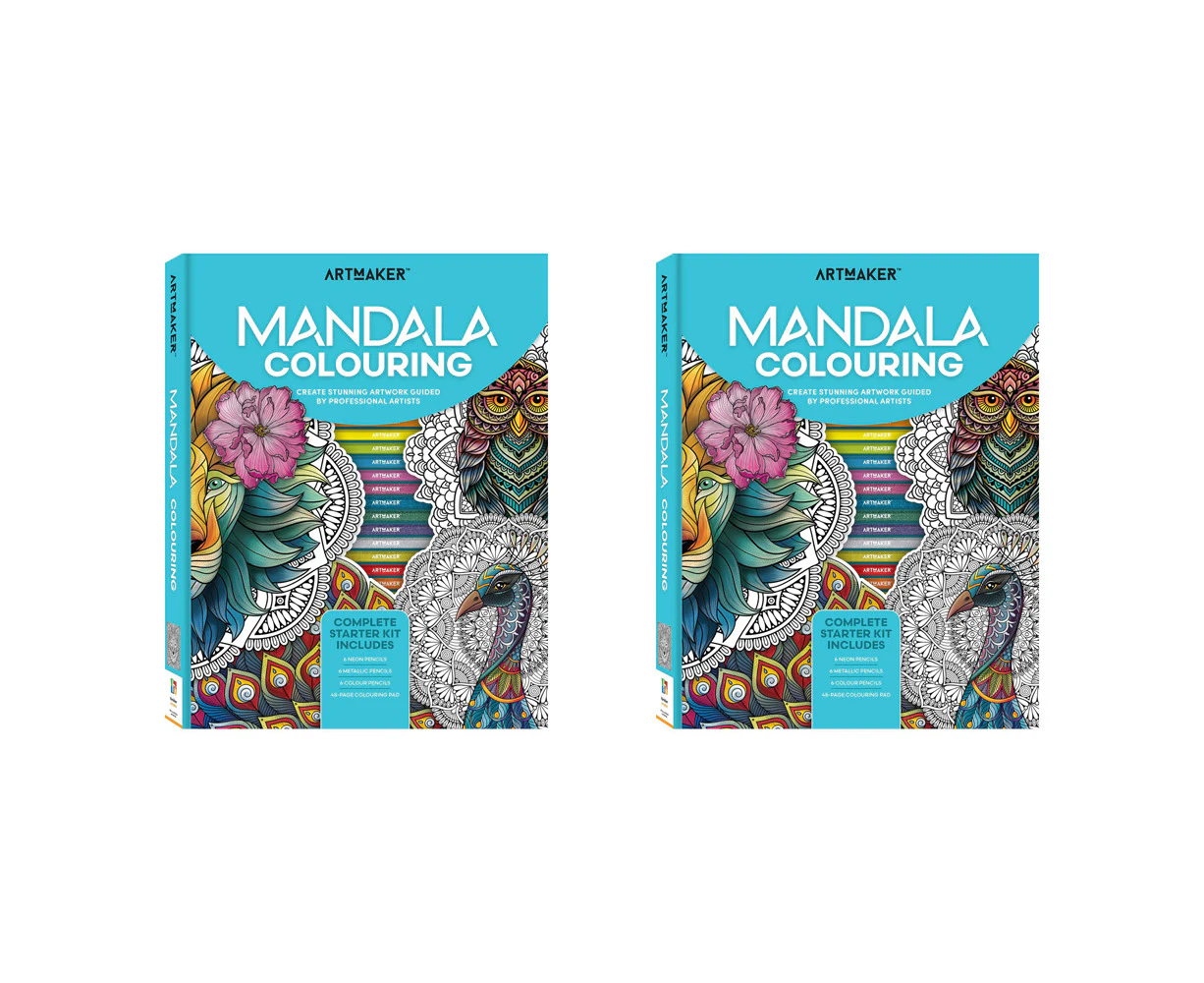 2x Art Maker Stress Relief Creative Activity Mandala Colouring Portable Art Kit