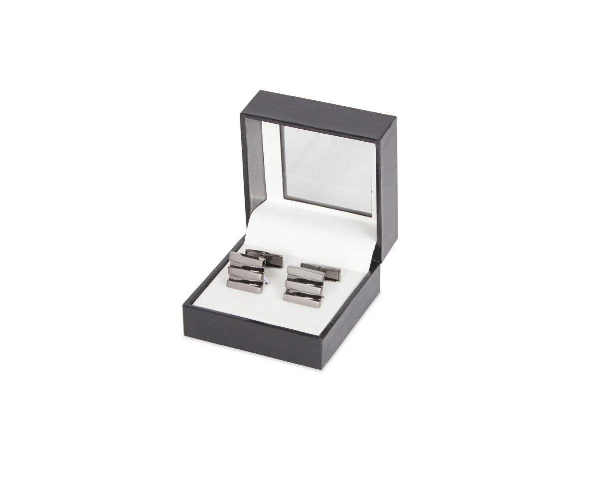 Geoffrey Beene Mens Classic Formal/Casual Metal Alloy Cufflink Gunmetal