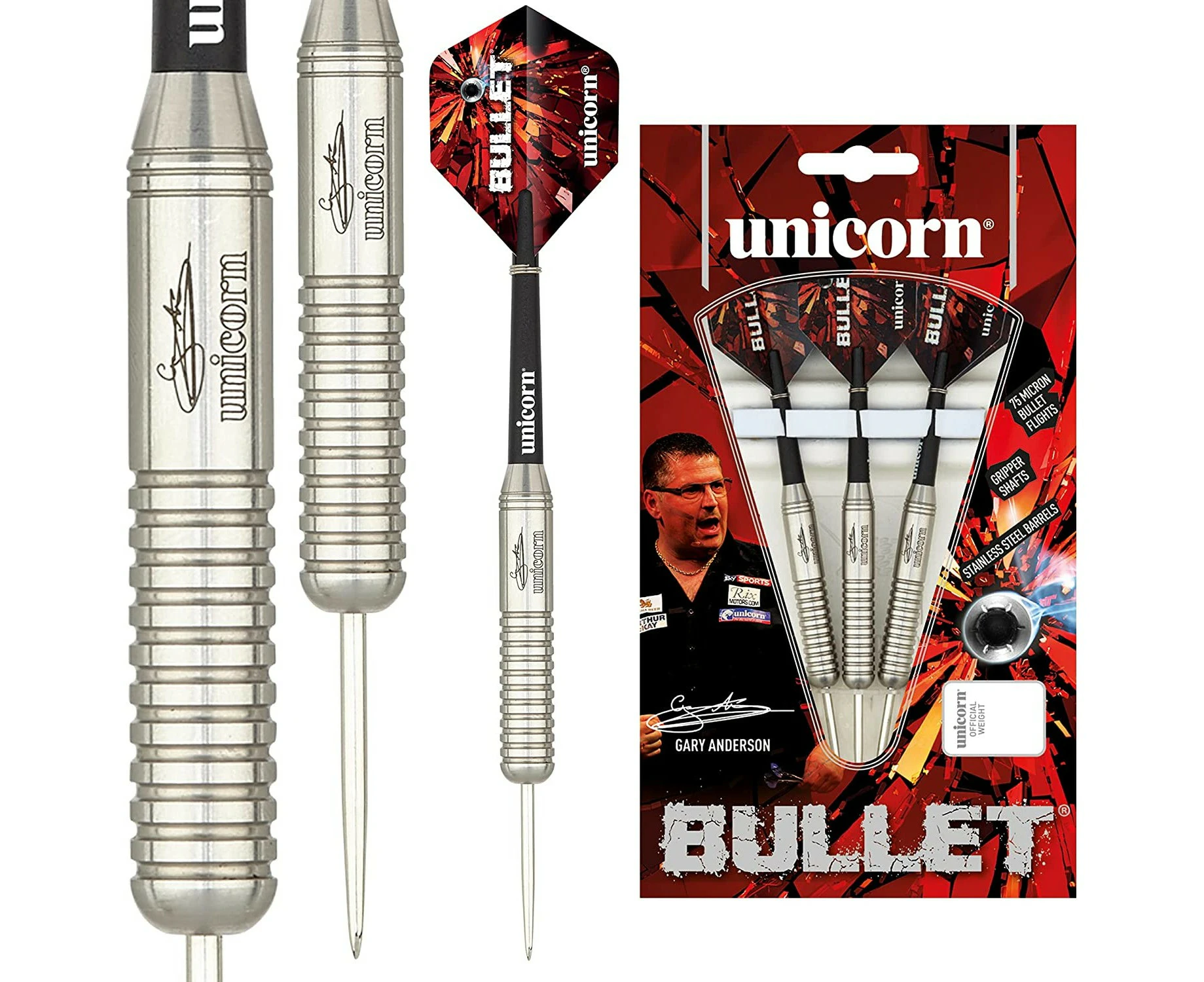 Unicorn Bullet Stainless Steel Darts (Pack of 3) (Silver/Black) - CS139