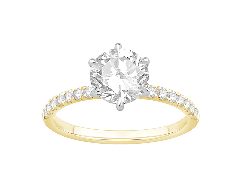 Bevilles Solitaire Ring with 1.75ct of Laboratory Grown Diamonds in 18ct Yellow and White Gold