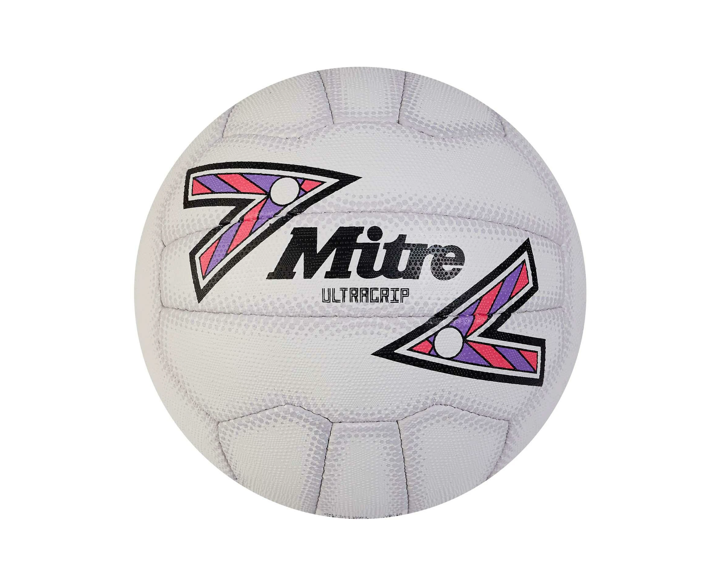 Mitre Ultragrip Netball (White/Black/Purple) - RD3711