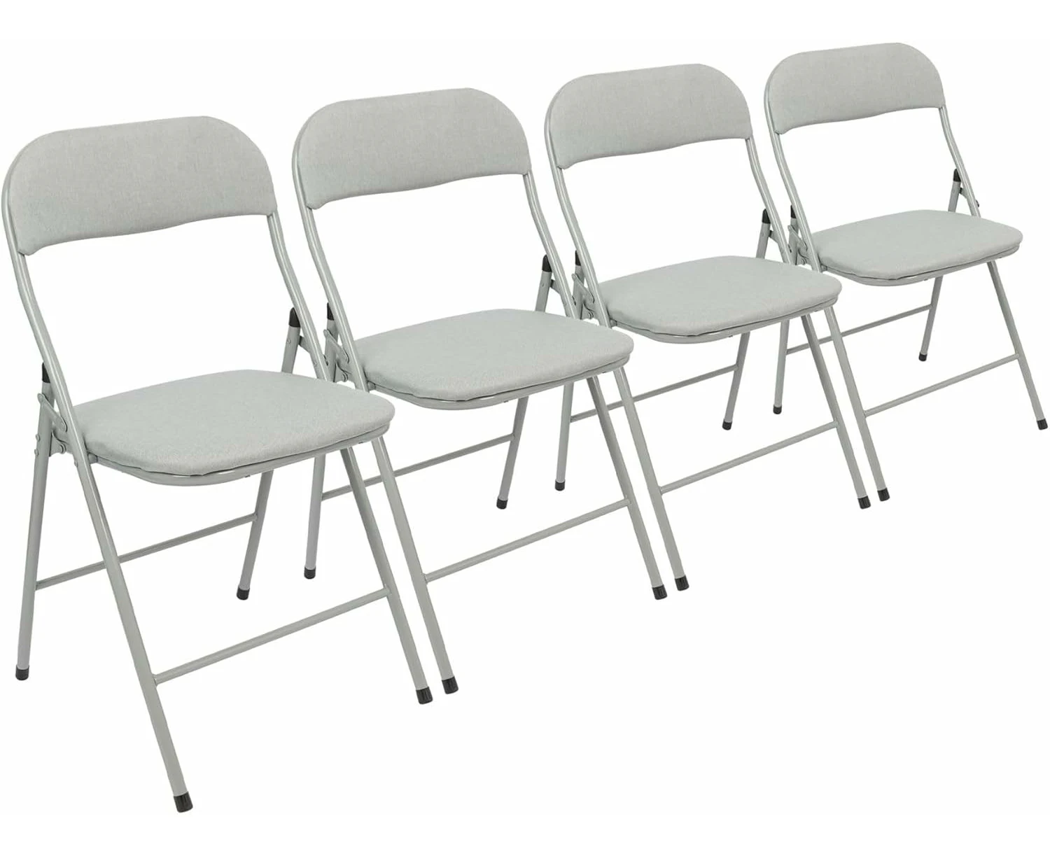 Fabric Padded Metal Folding Chairs - Grey - Pack of 4 - Lightweight Portable Outdoor Seat Indoor Foldable Dining Chair for Office, Gaming Desks, Kitchen