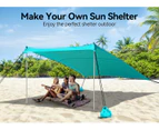 Beach Tent, Camping Sun Shelter 10 x 10ft, with 4 Sandbags, UPF50+, Includes Sand Shovel, Ground Pegs & Stability Poles, Pop Up Beach Canopy Sunshad