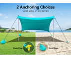 Beach Tent, Camping Sun Shelter 10 x 10ft, with 4 Sandbags, UPF50+, Includes Sand Shovel, Ground Pegs & Stability Poles, Pop Up Beach Canopy Sunshad