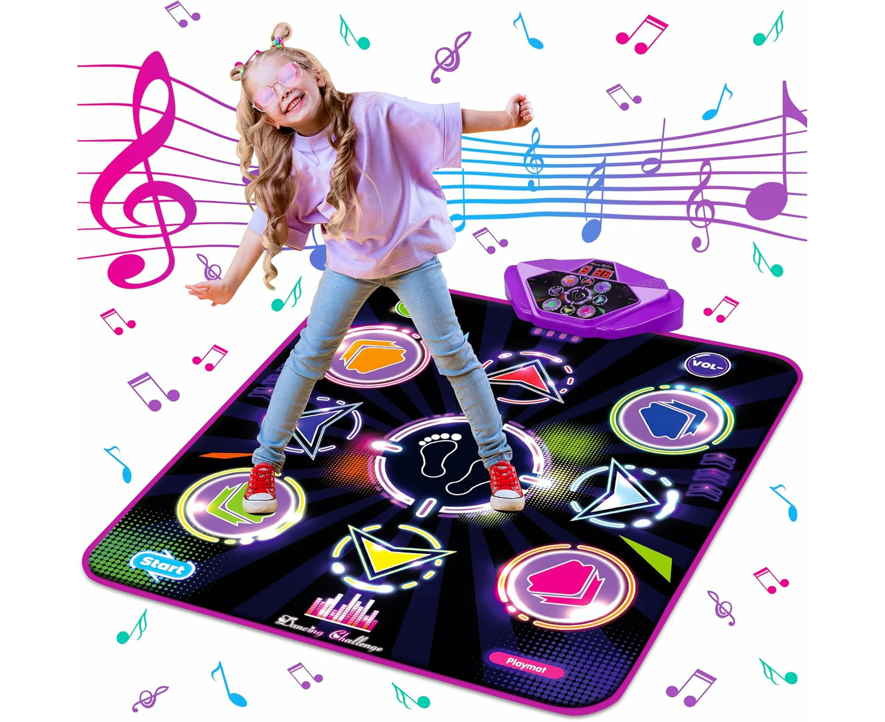 Dance Mat for Kids, Adjustable Volume, Built-in Music, 5 Game Modes, Dancing Game Pad for 3 4 5 6 7 8+ Year Old Girls Boys, Dance Toys Gifts, Perfec