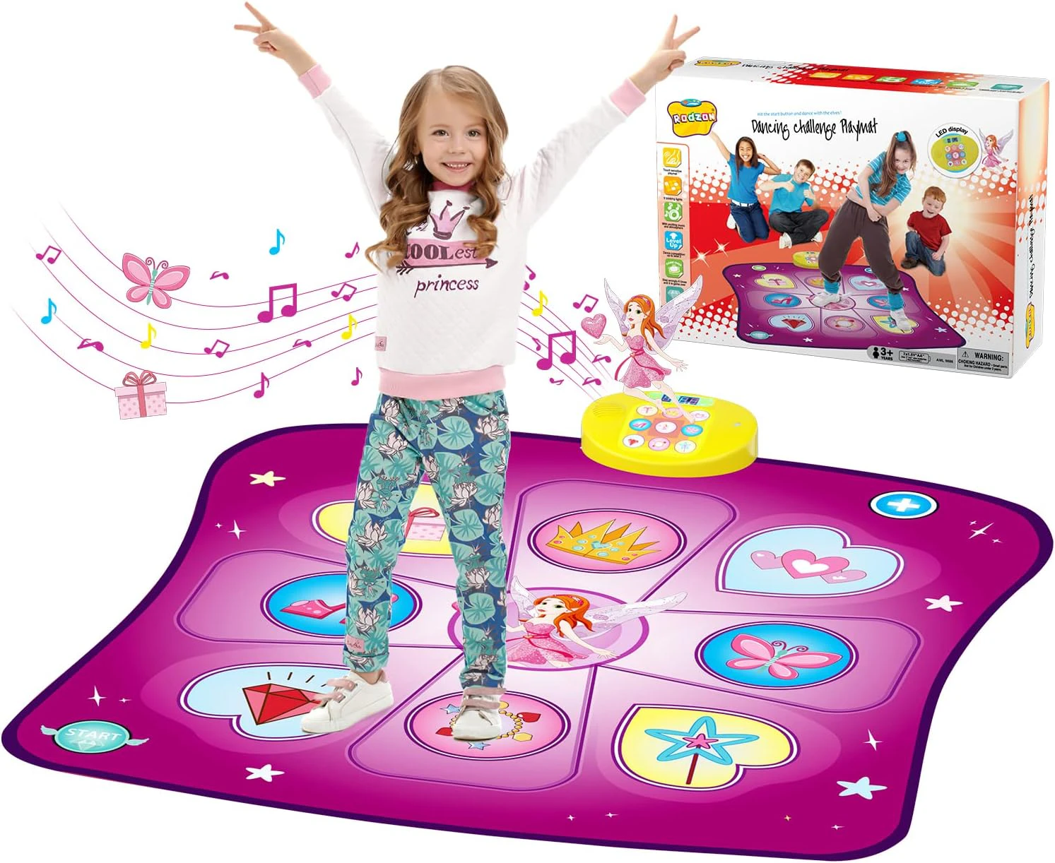 Dance Mat Gift for 3-12 Year Old Girls Boys Electronic Dance Pad Game Toy for Kids Age 4 5 6 7 8 9 10+, Create Songs, Built-in Music, 3 Game Modes,